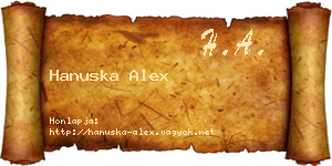 Hanuska Alex névjegykártya